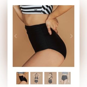 Albion Matte Black High Waist Rouched Bottoms
